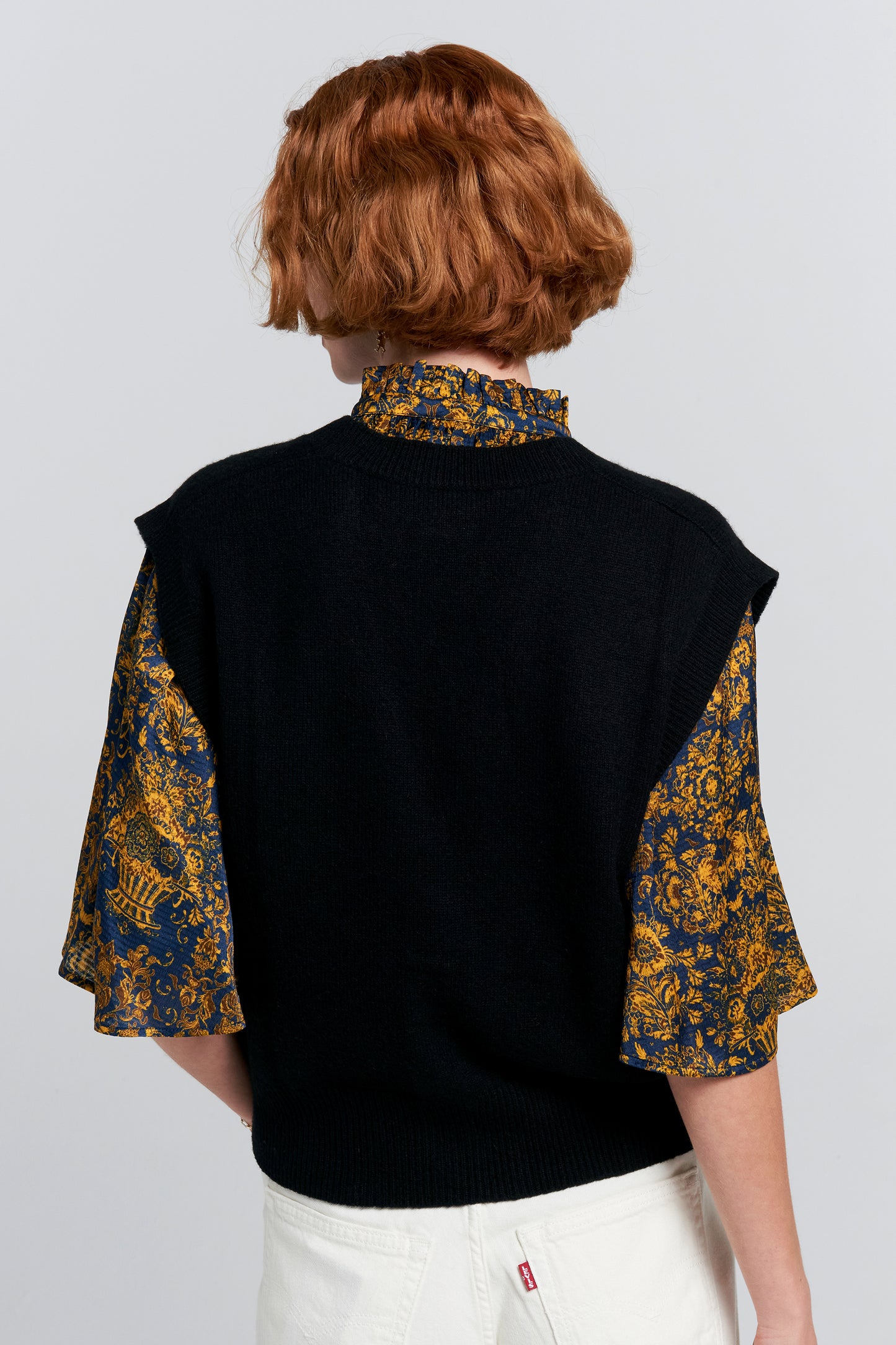 Mina Button Up Cashmere K Vest Black
