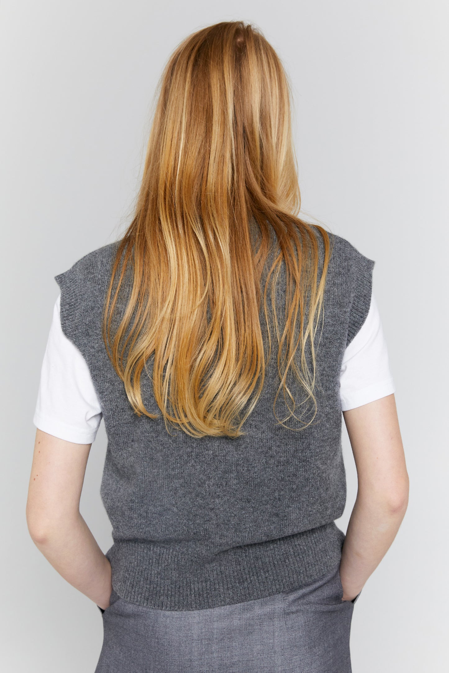Mina Button Up Cashmere Vest Charcoal Marle
