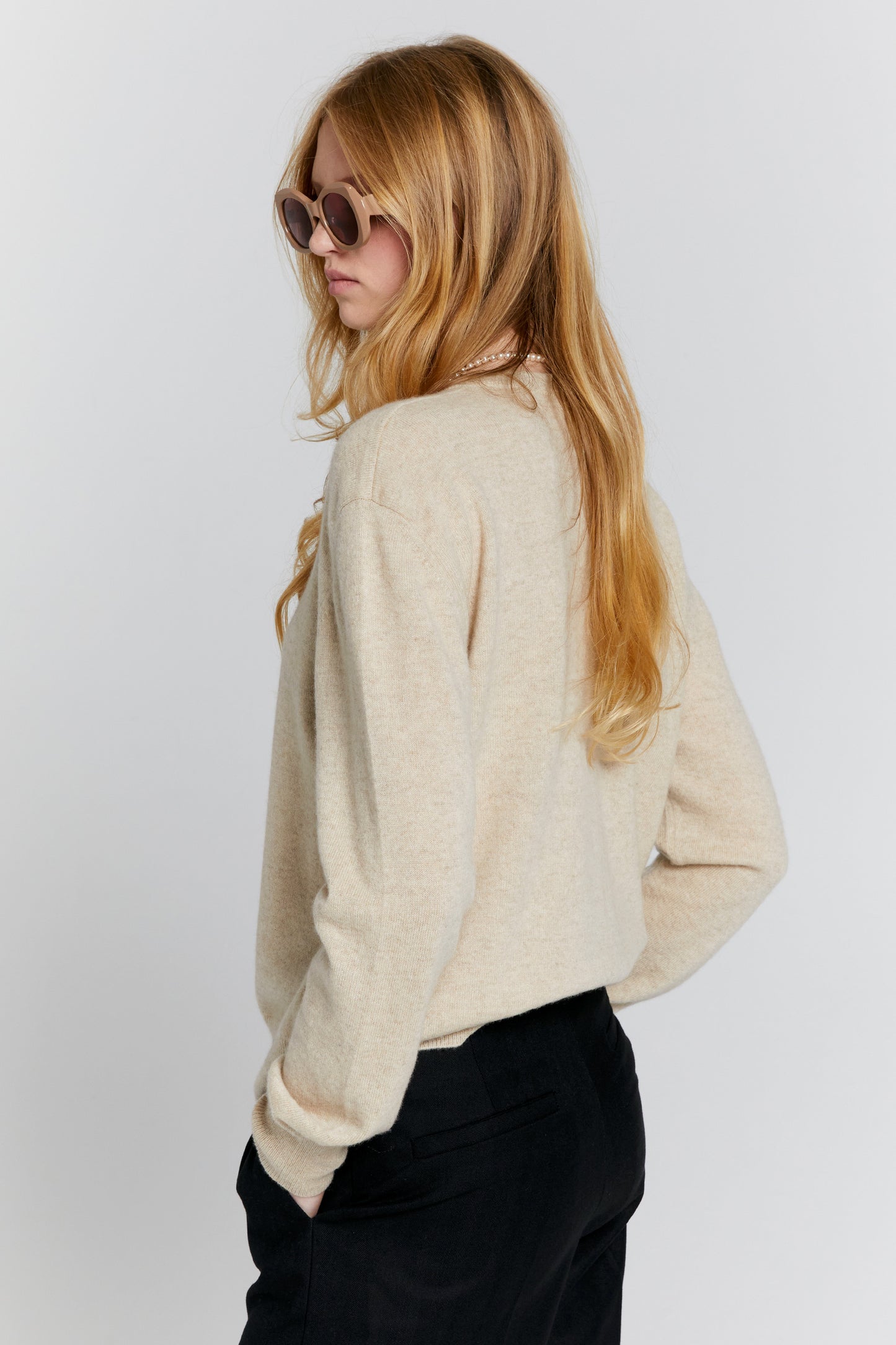 Posy Cashmere Cardigan Stone Marle