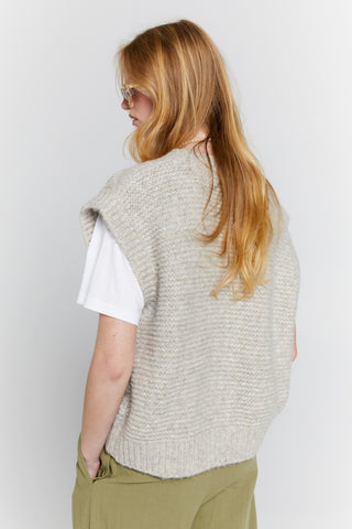 Cable Knit Button Up Vest Driftwood