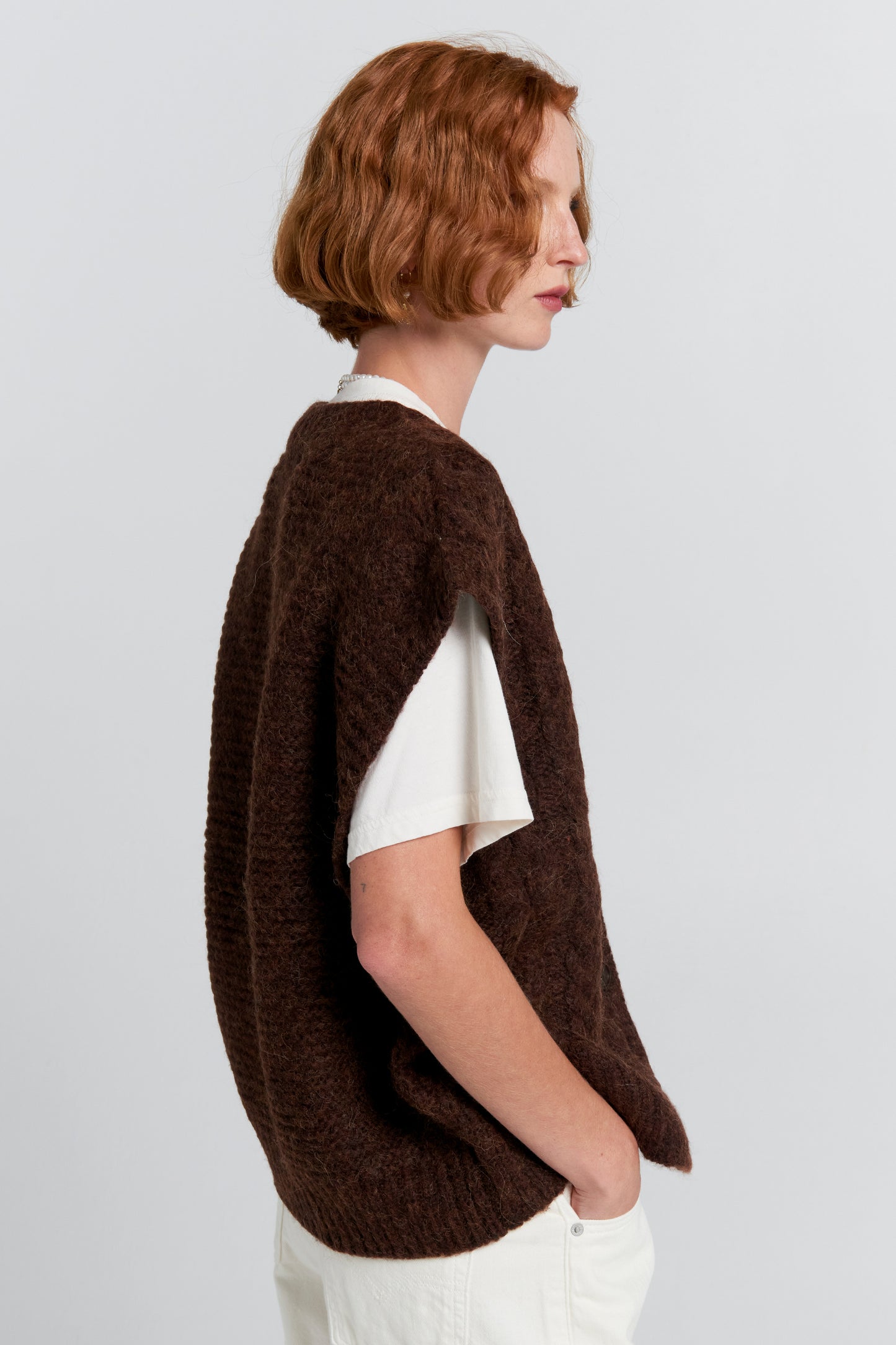 Cable Knit Button Up Vest Port