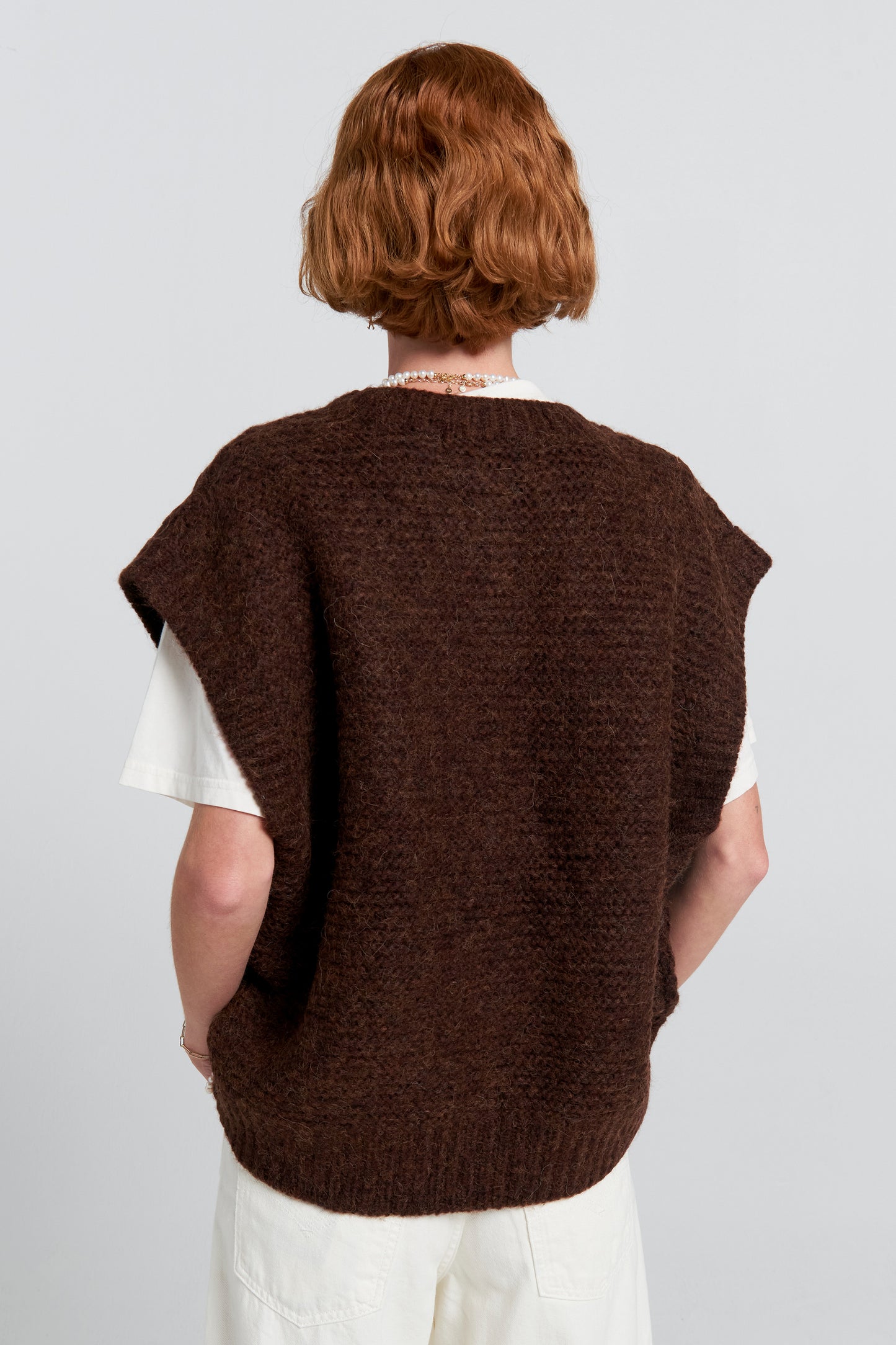 Cable Knit Button Up Vest Port