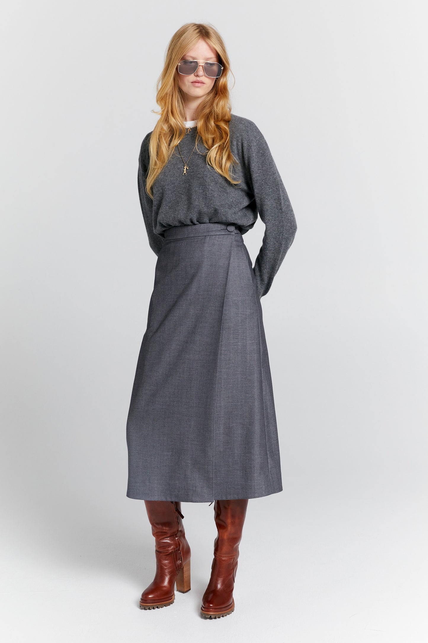 Classic Cashmere Sweater Charcoal Marle