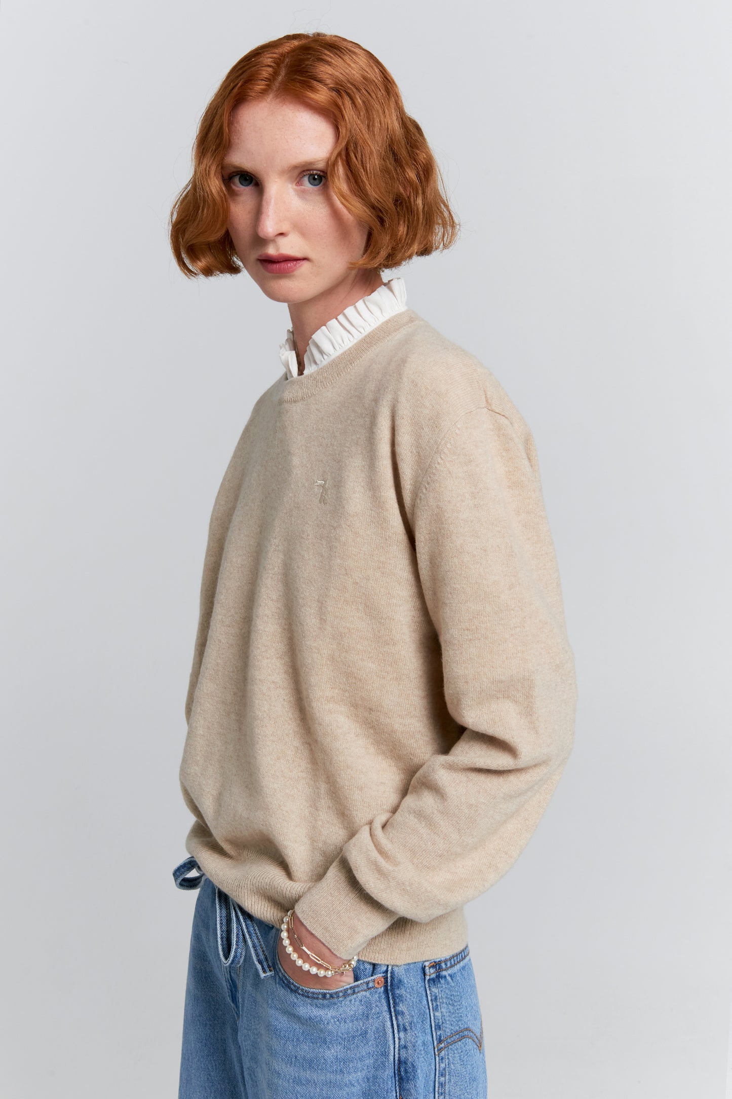 Classic Cashmere Sweater Stone Marle