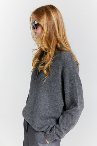 Collared Cashmere Sweater Charcoal Marle