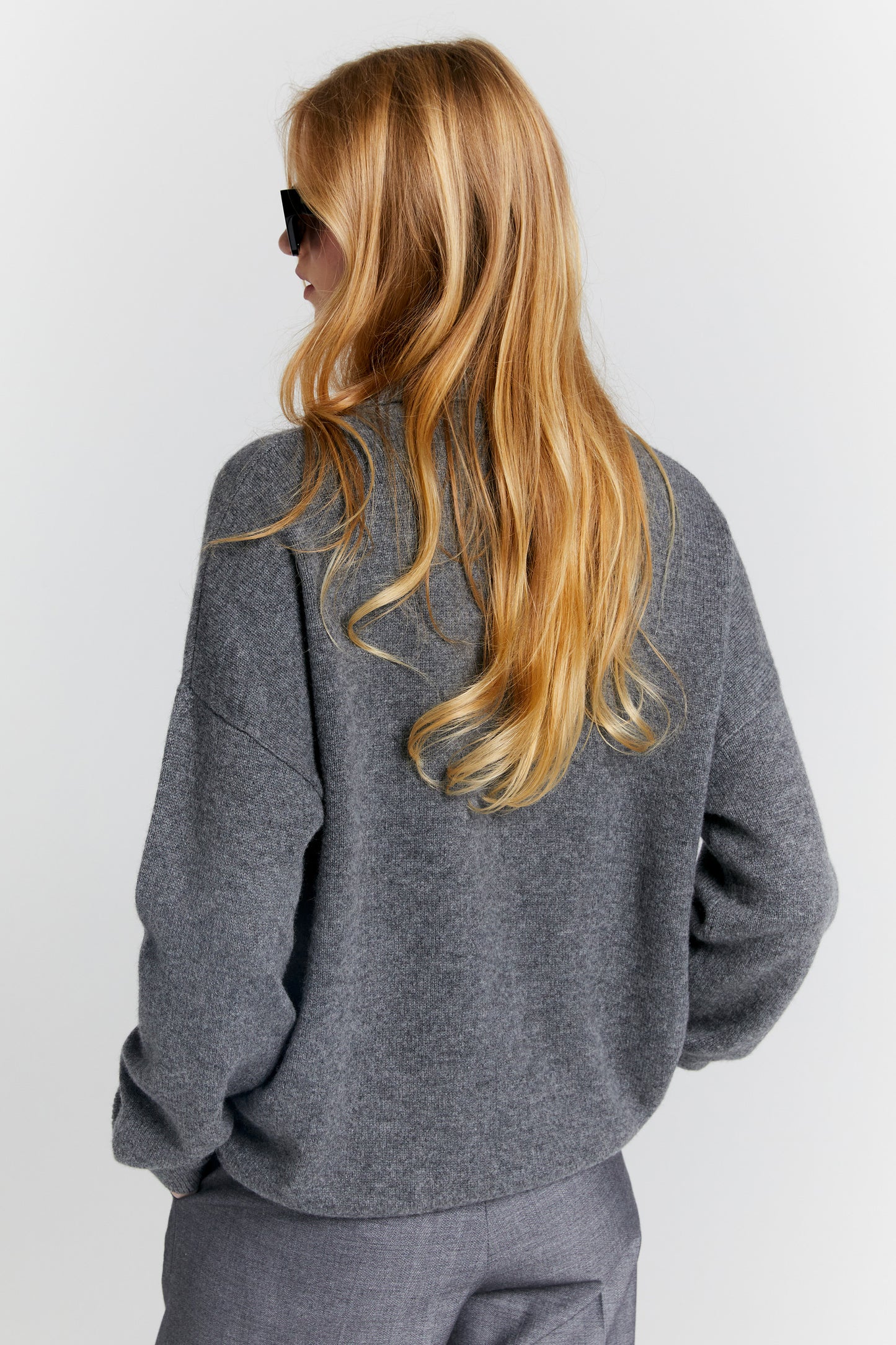 Collared Cashmere Sweater Charcoal Marle