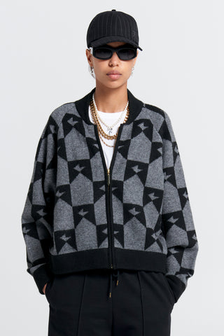 Monogram Knit Bomber Black