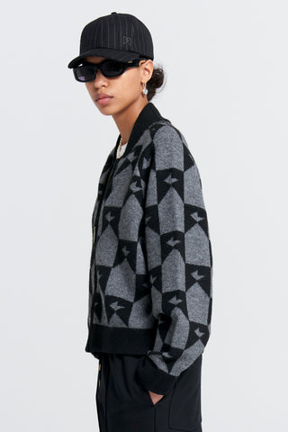 Monogram Knit Bomber Black