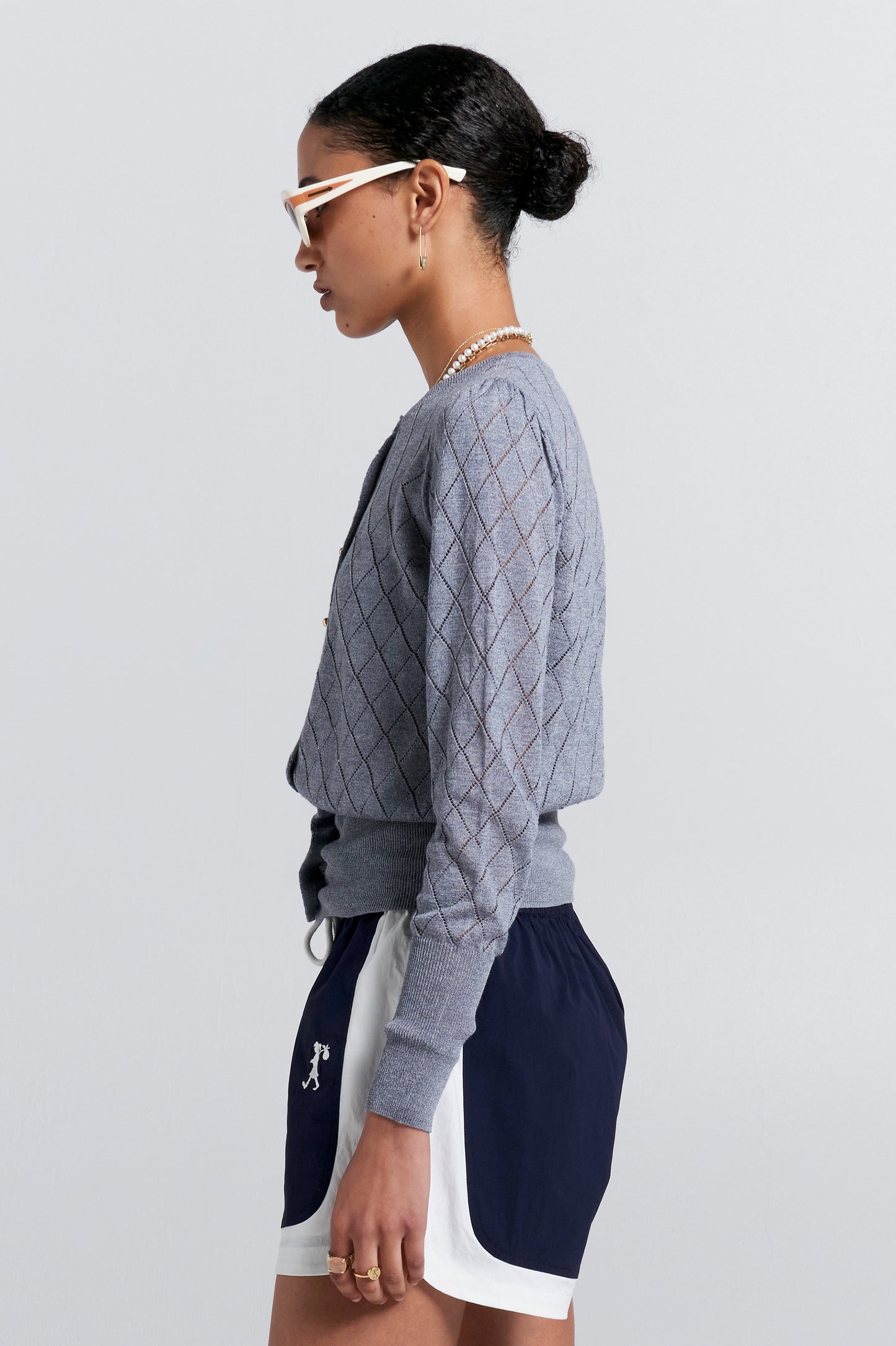 Pearl Lace Cardigan Grey Marle