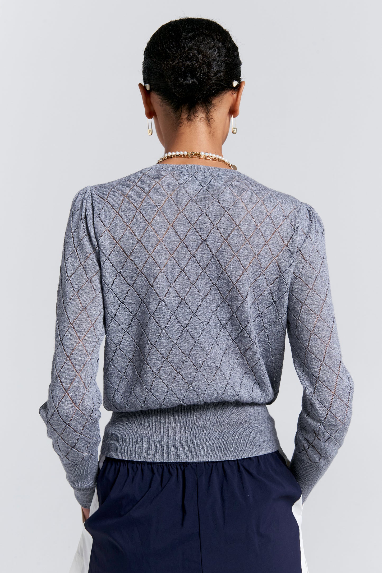 Pearl Lace Cardigan Grey Marle