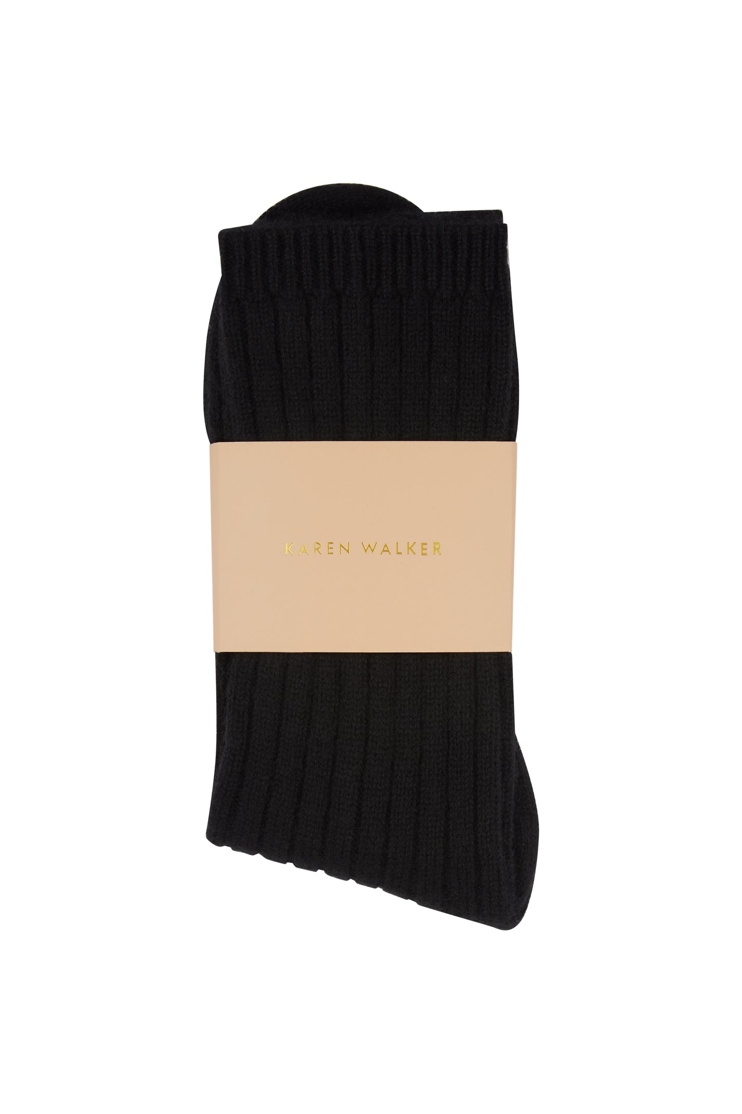 100% Cashmere Rib Socks Black