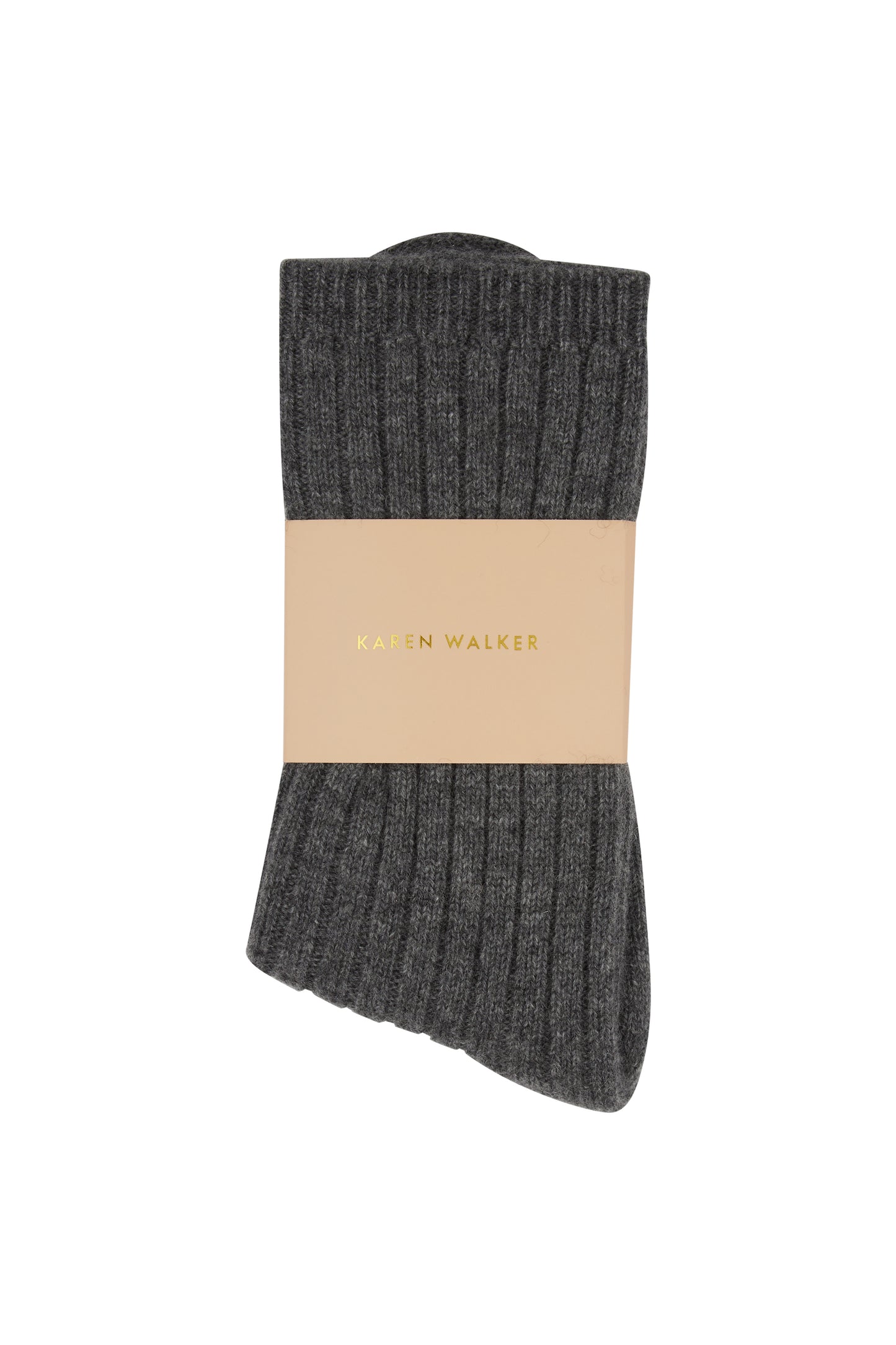 100% Cashmere Rib Socks Charcoal Marle