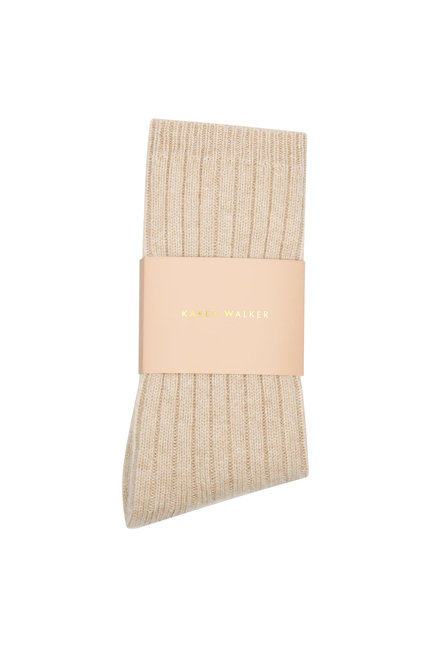 100% Cashmere Rib Socks Stone Marle