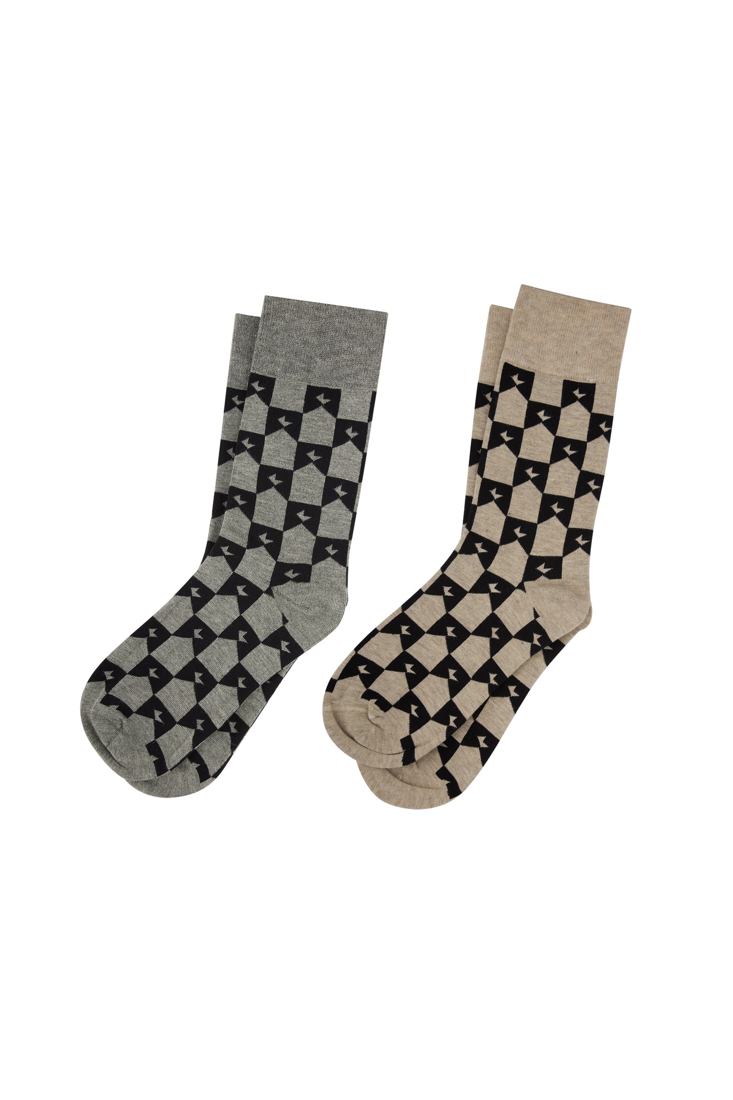 Monogram Socks 2 Pack Grey Black/Natural Black