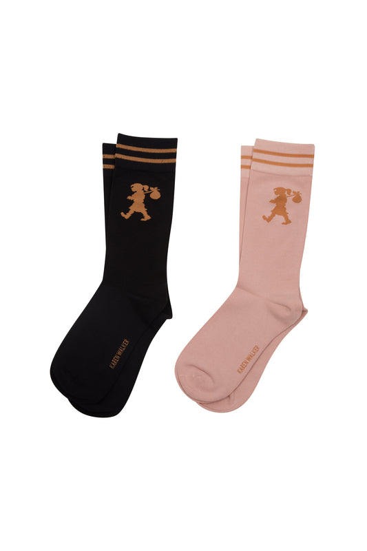 Runaway Girl Socks 2 Pack Black/Pink