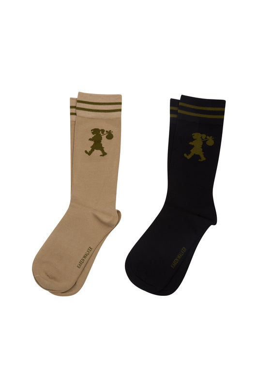 Runaway Girl Socks 2 Pack Black/Sesame