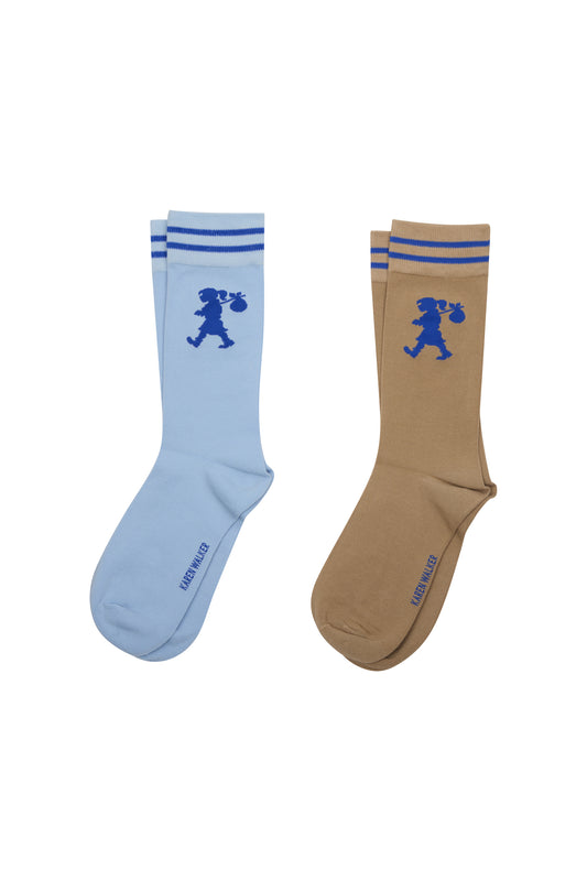 Runaway Girl Socks 2 Pack Sky Blue/Sesame