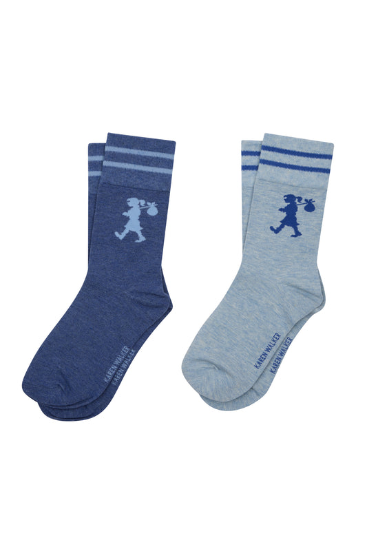 Runaway Girl Socks 2 Pack Blue/Light Blue