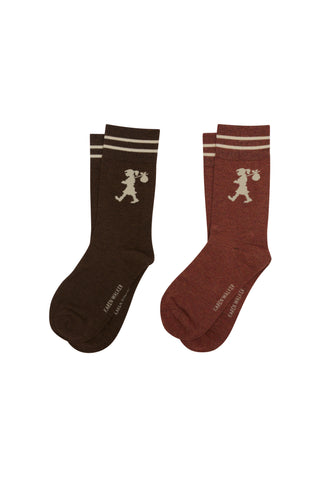Runaway Girl Socks 2 Pack Dark Brown/Mahogany/Sand