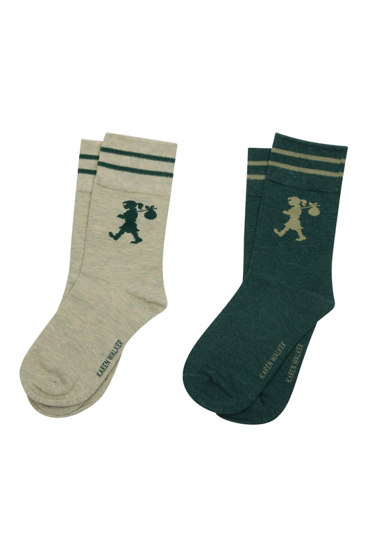 Runaway Girl Socks 2 Pack Dark Green/Sage