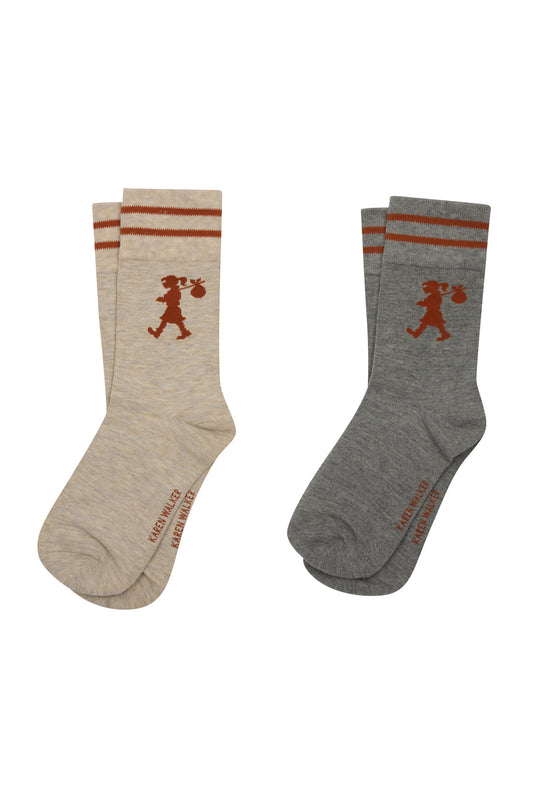Runaway Girl Socks 2 Pack Natural/Grey/Chestnut