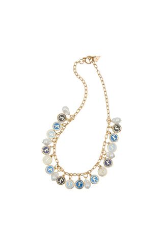 Runaway Coins Necklace Gold/Blue Multi