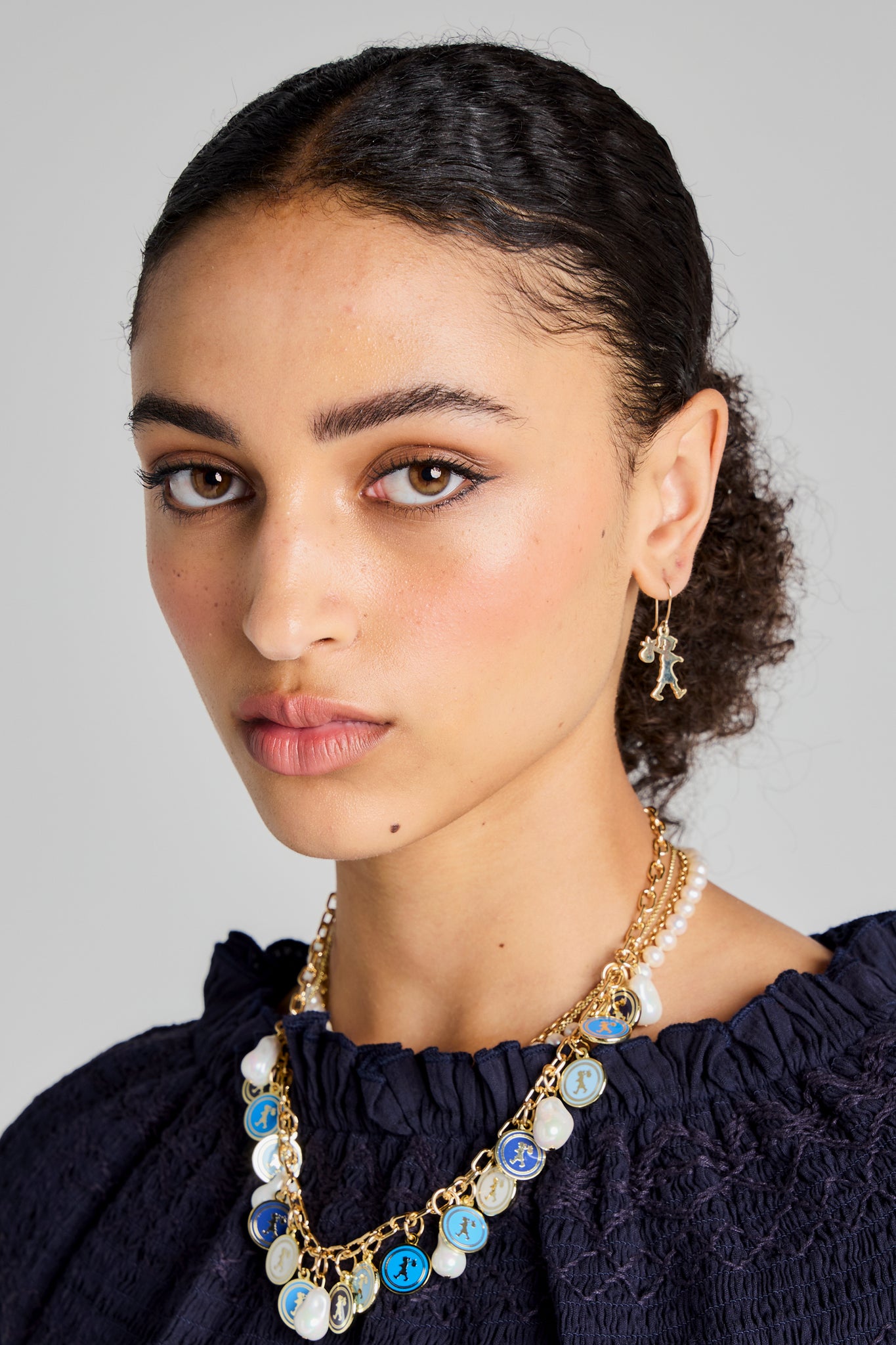 Runaway Coins Necklace Gold/Blue Multi