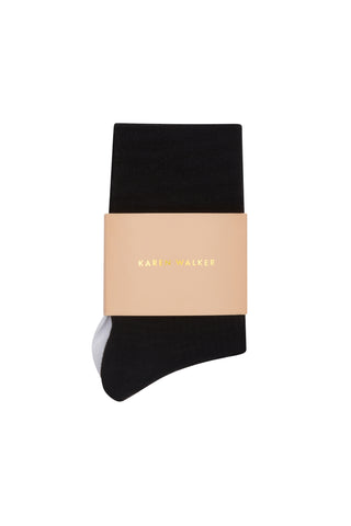Runaway Embroidered Socks 2 Pack Black/White
