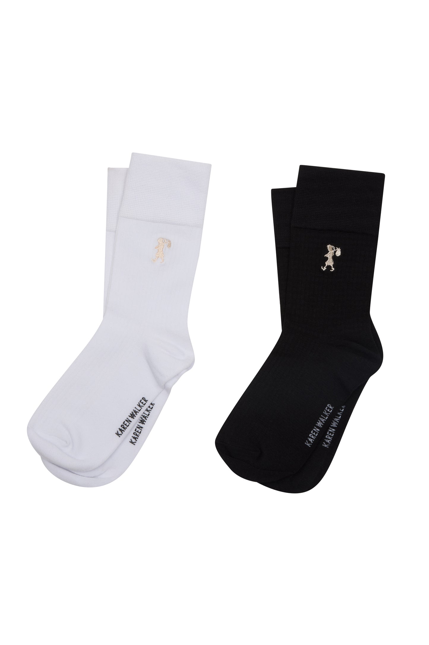 Runaway Embroidered Socks 2 Pack Black/White