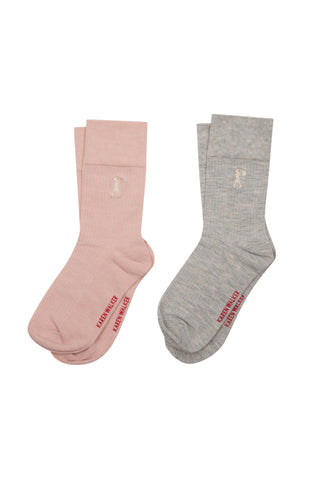 Runaway Embroidered Socks 2 Pack Blush/Light Grey