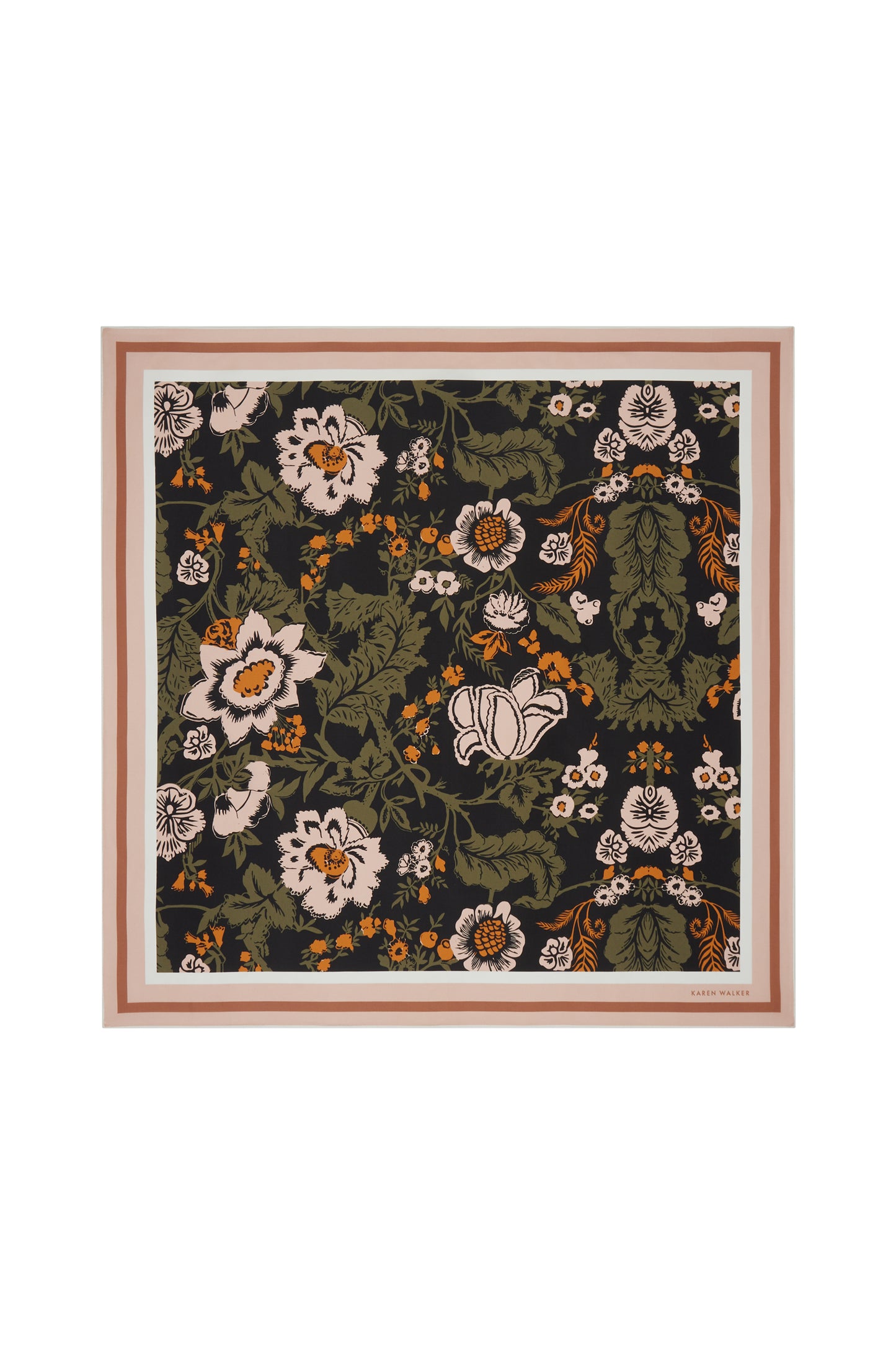 Woodblock Floral Classic Scarf Black