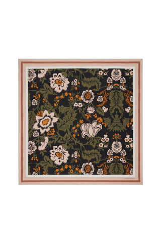 Woodblock Floral Classic Scarf Black