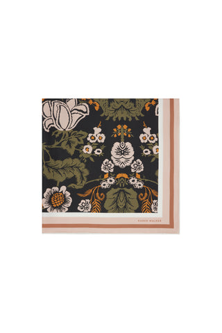 Woodblock Floral Classic Scarf Black