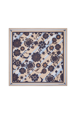 Wanderlust Classic Silk Scarf Natural/Navy