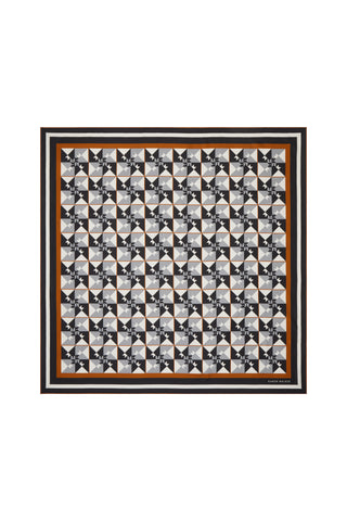 Monogram Tiles Classic Silk Scarf Black Multi