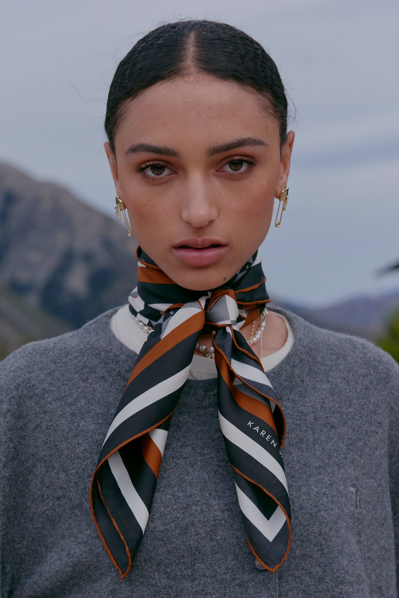 Monogram Tiles Classic Silk Scarf Black Multi