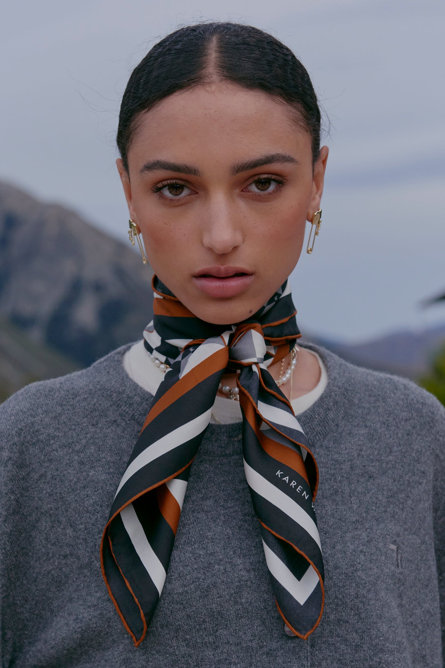 Monogram Tiles Classic Silk Scarf Black Multi