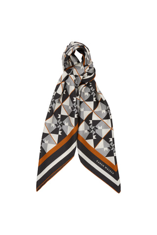 Monogram Tiles Classic Silk Scarf Black Multi
