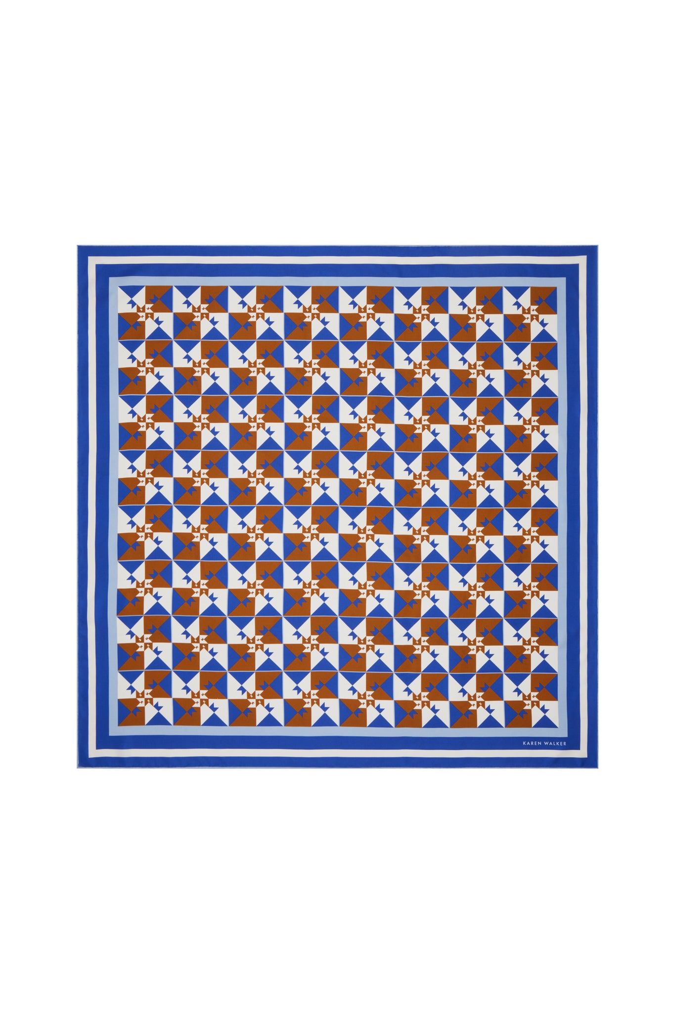 Monogram Tiles Classic Silk Scarf Blue Multi