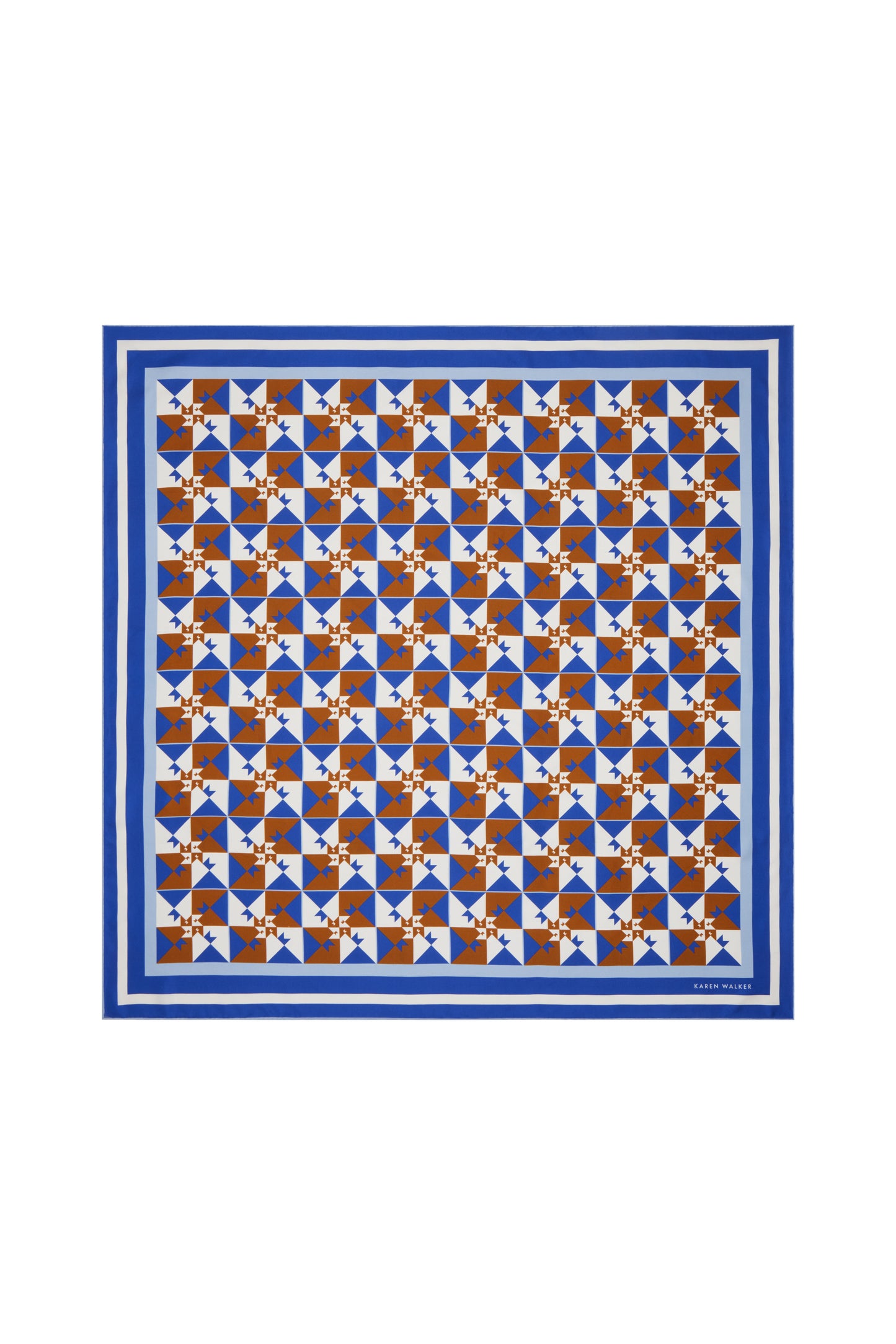 Monogram Tiles Classic Silk Scarf Blue Multi