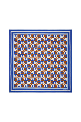 Monogram Tiles Classic Silk Scarf Blue Multi