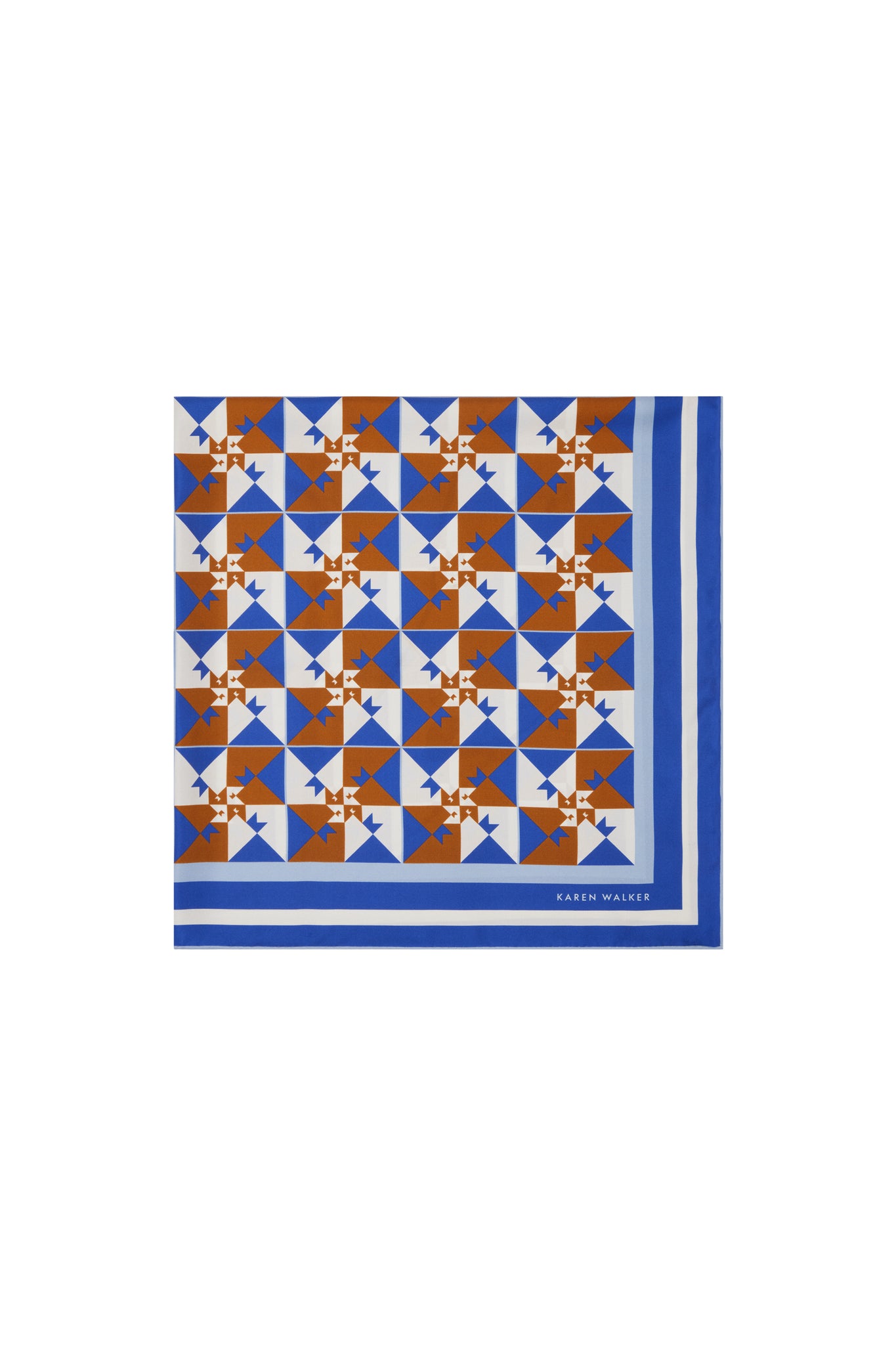 Monogram Tiles Classic Silk Scarf Blue Multi