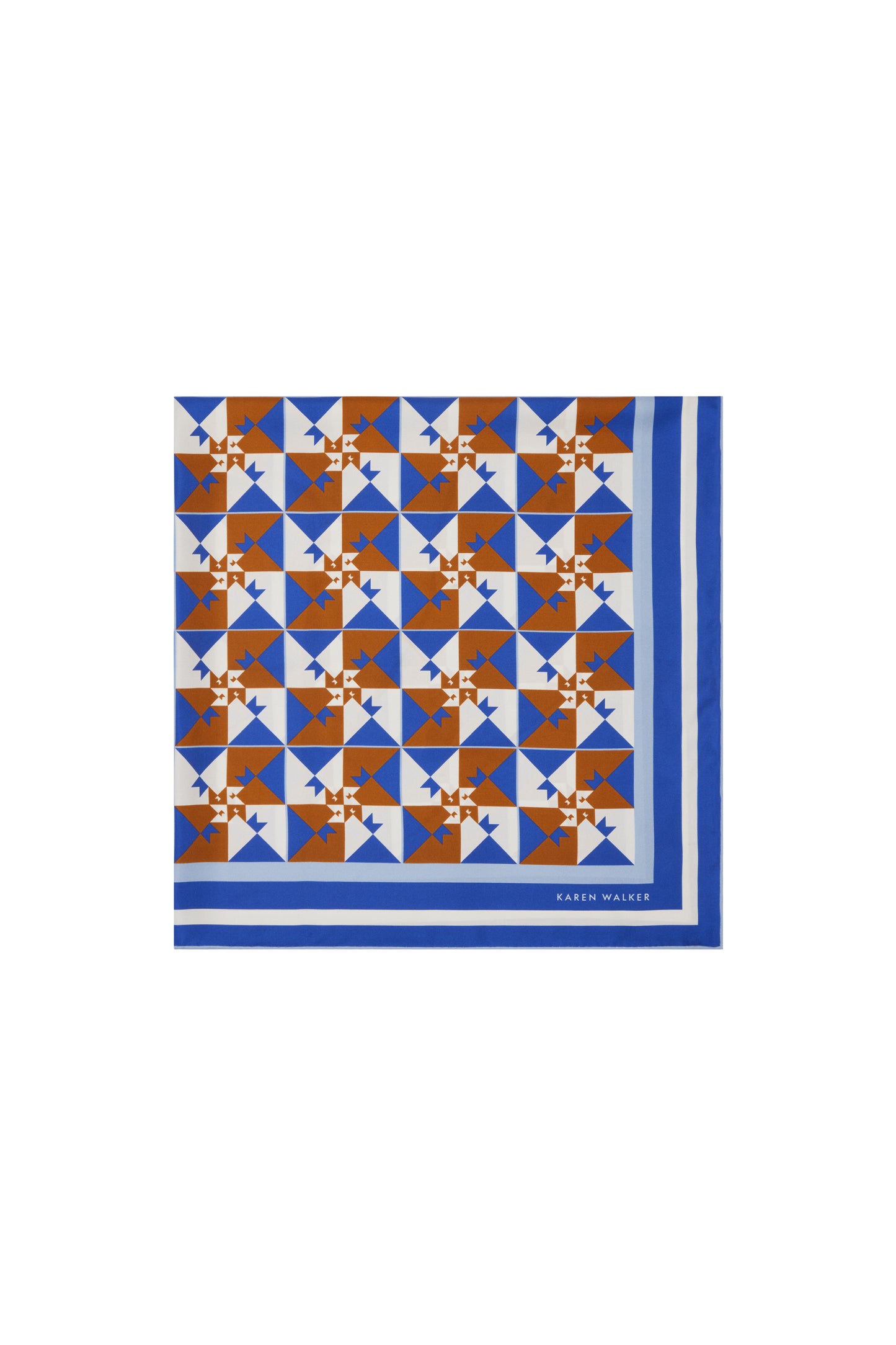 Monogram Tiles Classic Silk Scarf Blue Multi