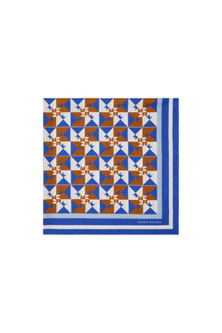 Monogram Tiles Classic Silk Scarf Blue Multi