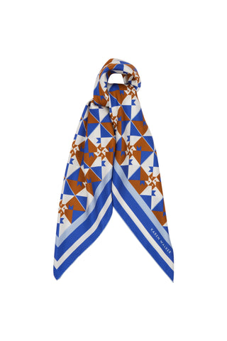 Monogram Tiles Classic Silk Scarf Blue Multi