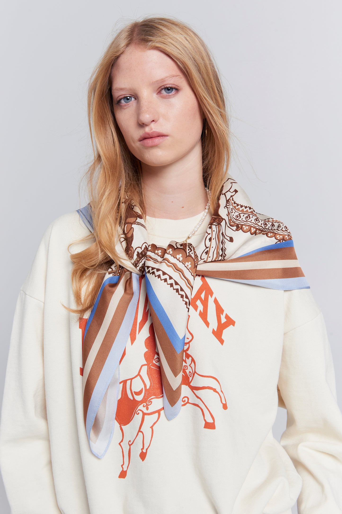 Carousel Classic Silk Scarf Cream Multi