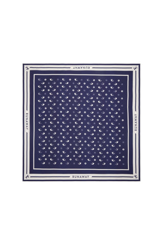 Whale Floral Classic Silk Scarf Navy