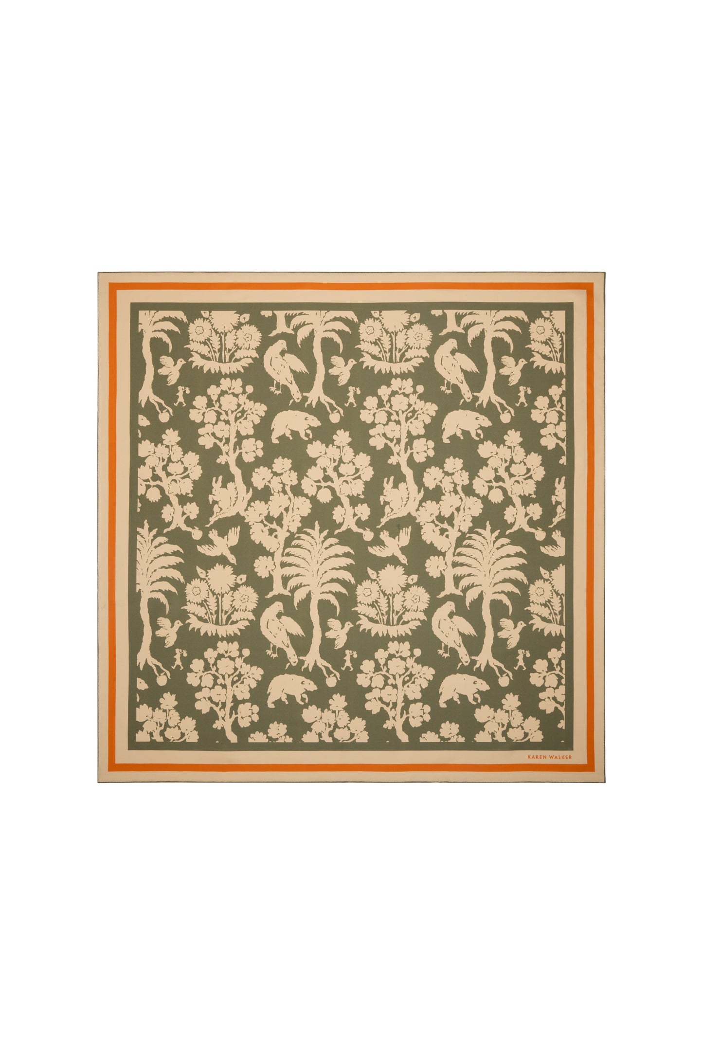 Animal Kingdom Classic Silk Scarf Olive
