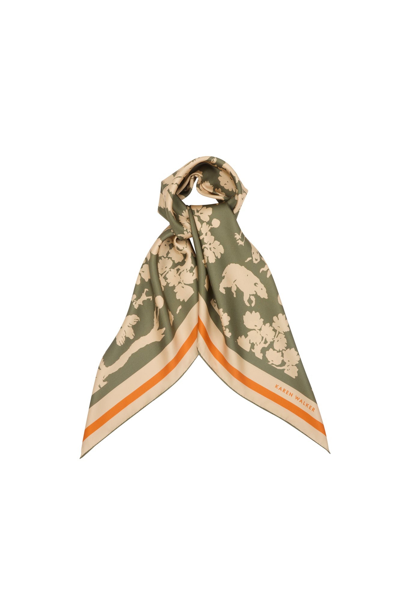 Animal Kingdom Classic Silk Scarf Olive