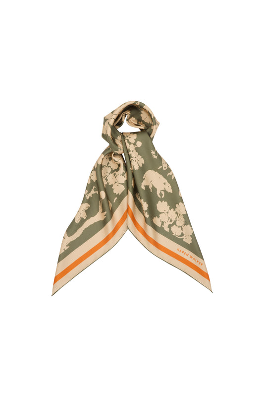 Animal Kingdom Classic Silk Scarf Olive